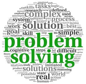 Problem solving concept in word tag cloud on white